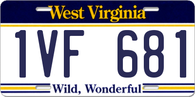 WV license plate 1VF681