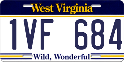 WV license plate 1VF684