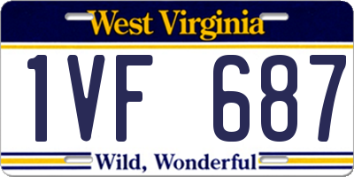 WV license plate 1VF687