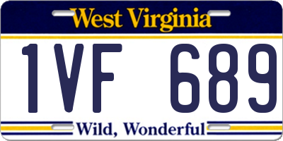 WV license plate 1VF689