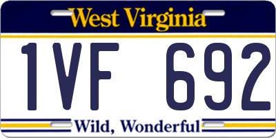 WV license plate 1VF692