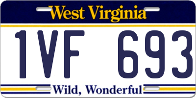 WV license plate 1VF693