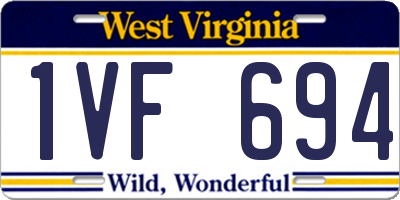 WV license plate 1VF694