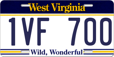 WV license plate 1VF700