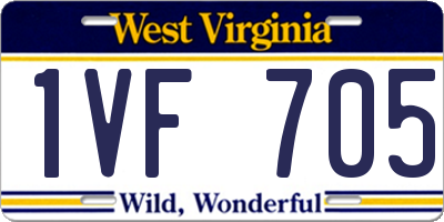 WV license plate 1VF705