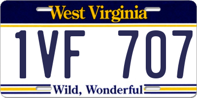 WV license plate 1VF707