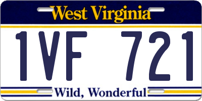 WV license plate 1VF721