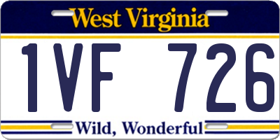 WV license plate 1VF726