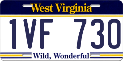 WV license plate 1VF730