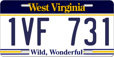 WV license plate 1VF731