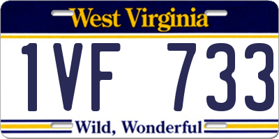 WV license plate 1VF733
