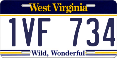 WV license plate 1VF734