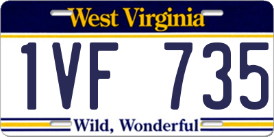 WV license plate 1VF735