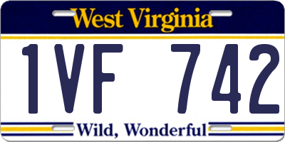 WV license plate 1VF742
