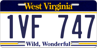 WV license plate 1VF747
