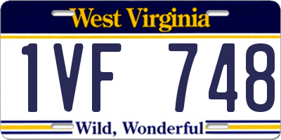 WV license plate 1VF748