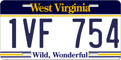 WV license plate 1VF754
