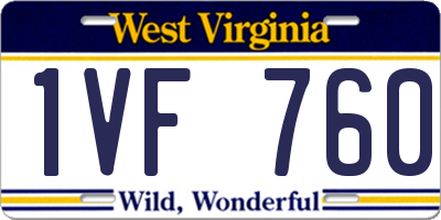 WV license plate 1VF760