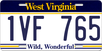 WV license plate 1VF765