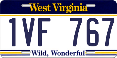 WV license plate 1VF767