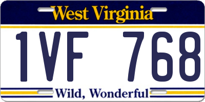 WV license plate 1VF768