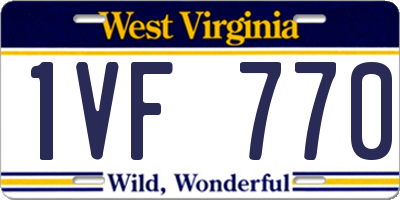 WV license plate 1VF770