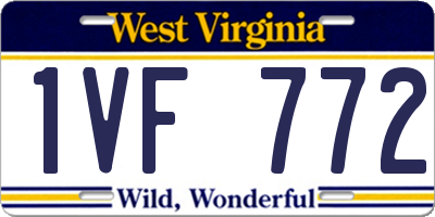 WV license plate 1VF772