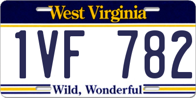 WV license plate 1VF782