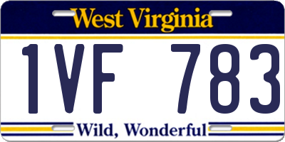 WV license plate 1VF783