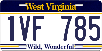 WV license plate 1VF785