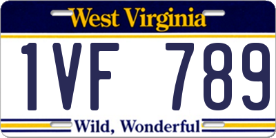 WV license plate 1VF789