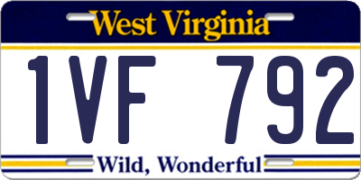 WV license plate 1VF792