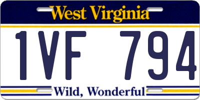 WV license plate 1VF794