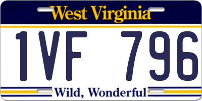 WV license plate 1VF796