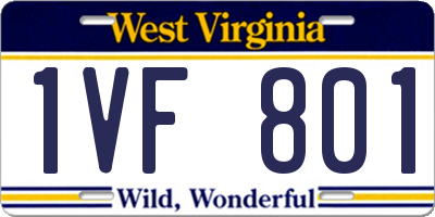 WV license plate 1VF801