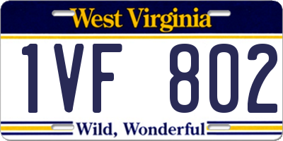 WV license plate 1VF802