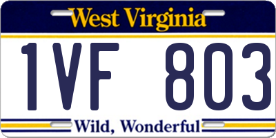 WV license plate 1VF803
