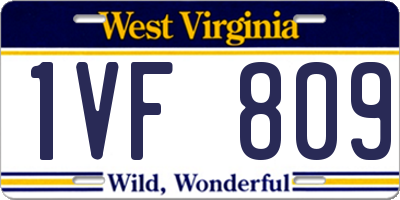 WV license plate 1VF809