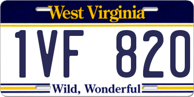 WV license plate 1VF820