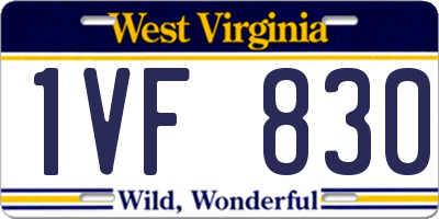 WV license plate 1VF830
