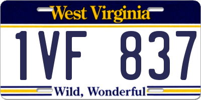 WV license plate 1VF837