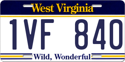 WV license plate 1VF840