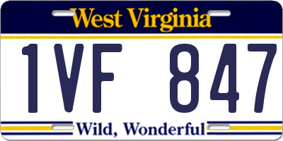WV license plate 1VF847