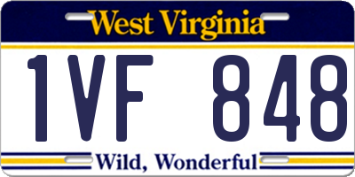 WV license plate 1VF848