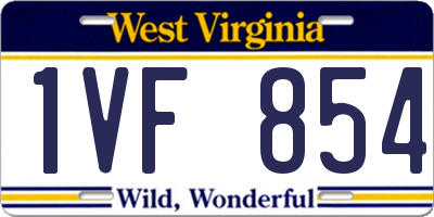 WV license plate 1VF854