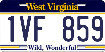 WV license plate 1VF859