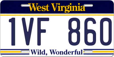 WV license plate 1VF860