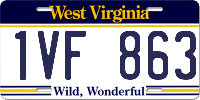 WV license plate 1VF863