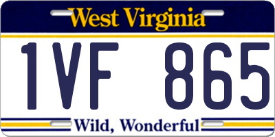 WV license plate 1VF865