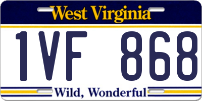 WV license plate 1VF868